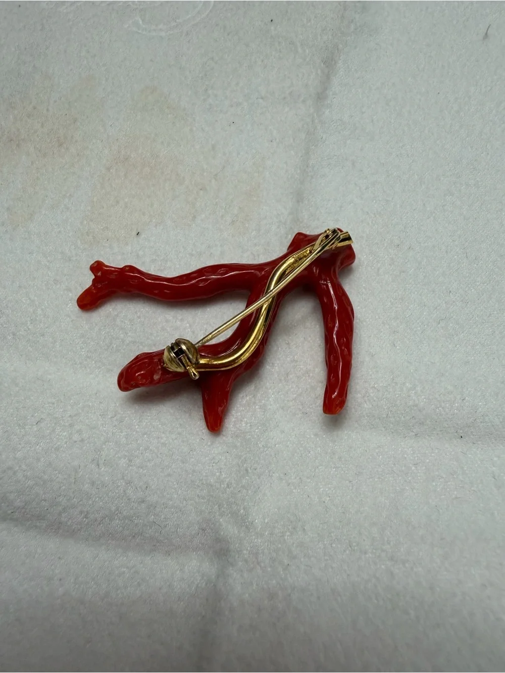 Red Coral Branch Brooch - Statement Pin  18 K yellow gold , from Italy 🇮🇹
